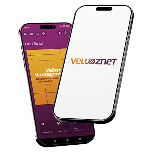 Aplicativo Velloznet aberto na tela de um celular